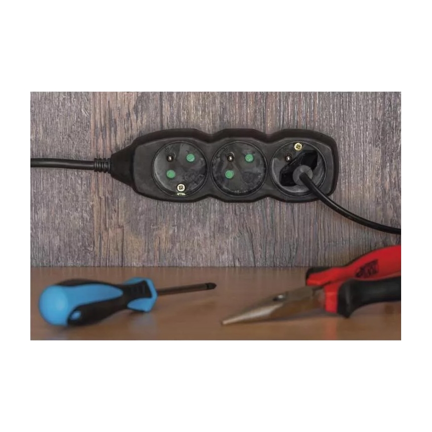 Förlängningskabel 3-polig 5m svart