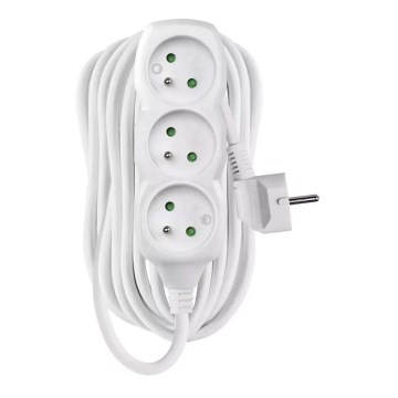 Förlängningskabel 3-polig 10m vit