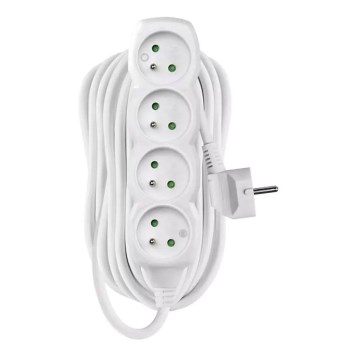 Förlängningskabel 4-vägs 10m vit