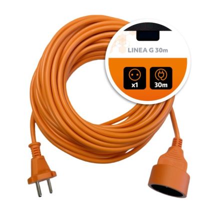 Förlängningskabel LINEA G 1 uttag 30 m orange