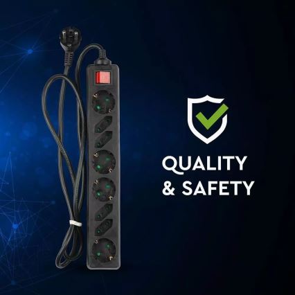 Förlängningskabel med brytare SCHUKO 8Z 1,5 m