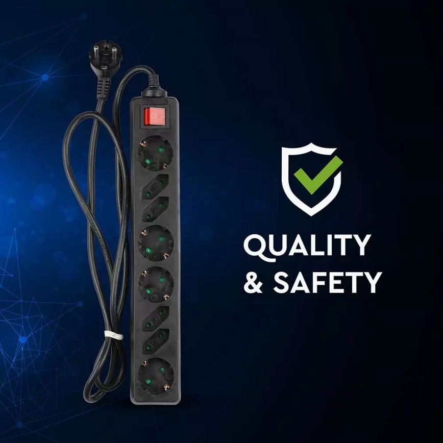 Förlängningskabel med brytare SCHUKO 8Z 1,5 m