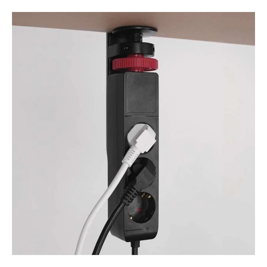 Förlängningskabel med attachment to bord 3Z + 3xUSB 1,5m svart