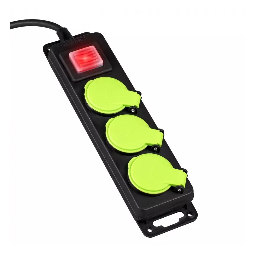 Förlängningskabel med strömbrytare, 3 uttag, 20 m, IP44