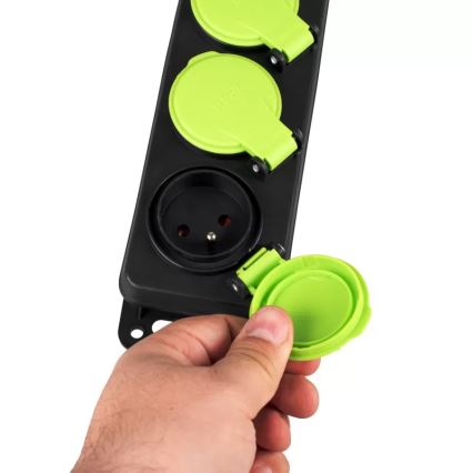 Förlängningskabel med strömbrytare, 3 uttag, 3 m, IP44