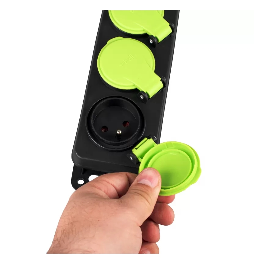 Förlängningskabel med strömbrytare, 3 uttag, 3 m, IP44