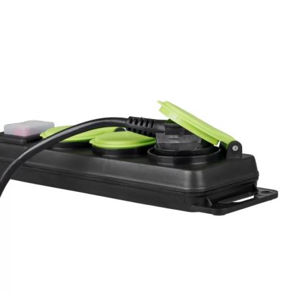 Förlängningskabel med strömbrytare, 3 uttag, 3 m, IP44