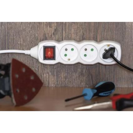 Förlängningskabel med strömbrytare 5Z 7m vit