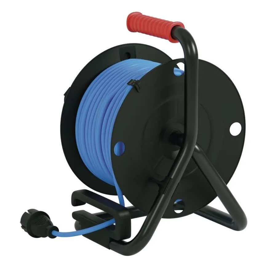 Förlängningskabel på trumma med 4 uttag 25m silikon IP44