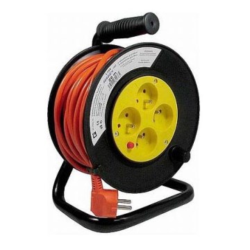 Förlängningskabel på trumma 30m orange