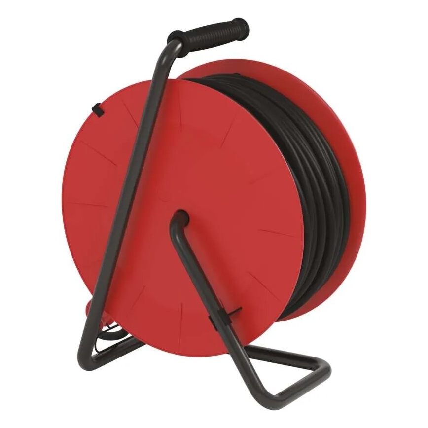 Förlängningskabel på trumma med 4 uttag 50m röd IP44