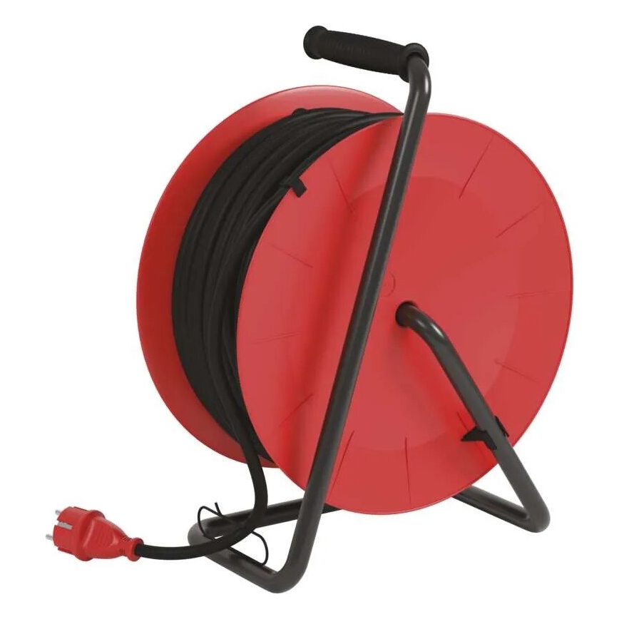 Förlängningskabel på trumma med 4 uttag 50m röd IP44