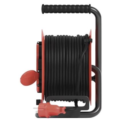 Förlängningskabelrulle med 4 uttag 25m IP44 röd