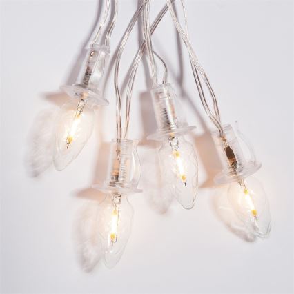 Förlängnings-LED-ljusslinga för utomhusbruk CONE FILAMENT 20×E10, 14 m, klar/varmvit, IP44, Tillverkad i Tjeckien