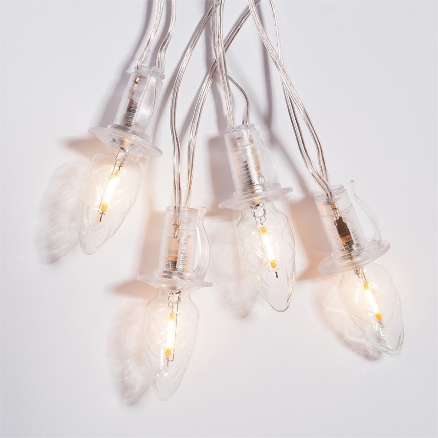 Förlängnings-LED-ljusslinga för utomhusbruk CONE FILAMENT 20×E10, 14 m, klar/varmvit, IP44, Tillverkad i Tjeckien