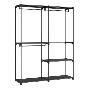 Förvaringsskåp med hyllor och klädstång MATIS 138x182 cm svart