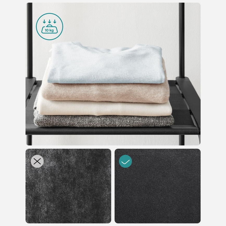 Förvaringsskåp med hyllor och klädstång MATIS 138x182 cm svart