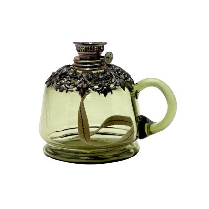 Fotogenlampa LUCIE 35 cm skogsgrön Dekorerad med tenn