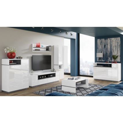 Skåp med öppen hylla FRED vit/grå