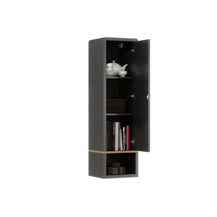 Skåp med öppen hylla FRED antracit/ek artisan