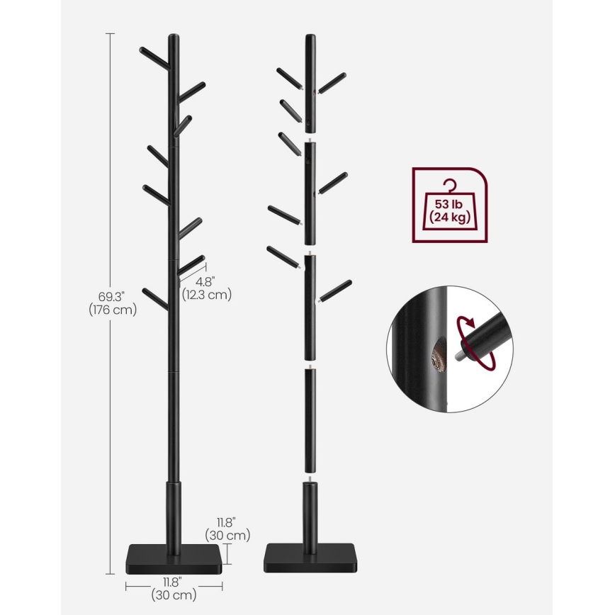 Fristående klädhängare LINEA, svart