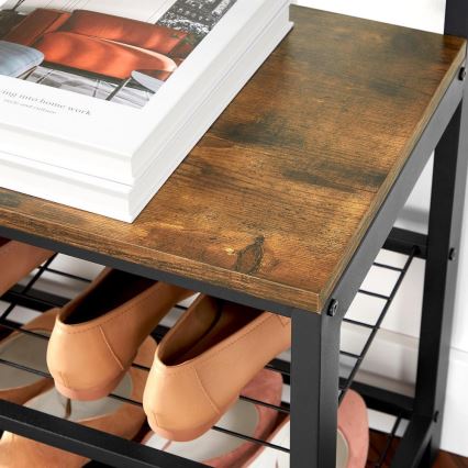 Fristående klädhängare med spegel NAVOR, brun/svart