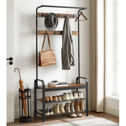 Fristående klädhängare NAVOR, brun/svart