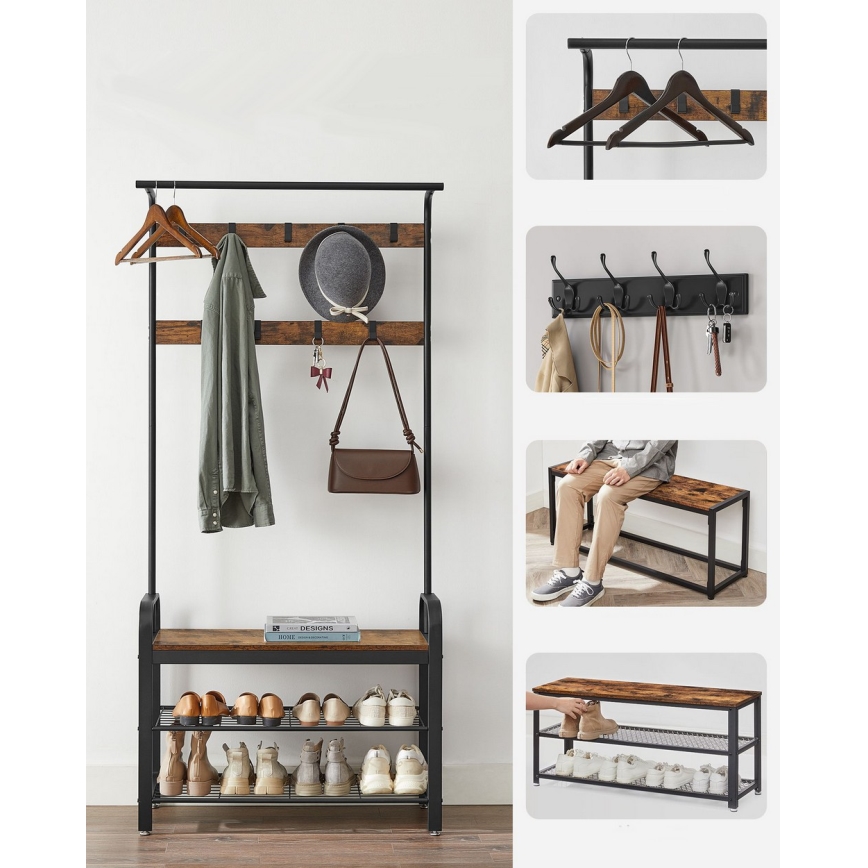 Fristående klädhängare NAVOR, brun/svart