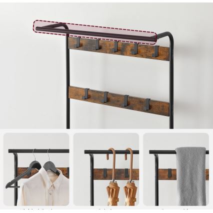 Fristående klädhängare NAVOR, brun/svart