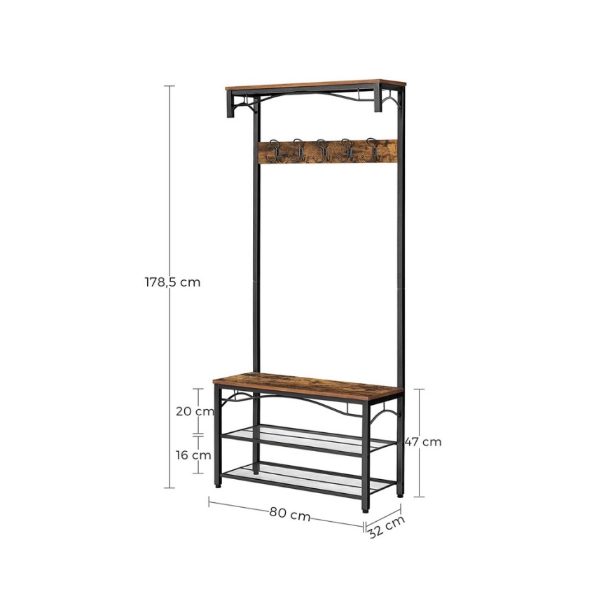 Fristående klädhängare NAVOR brun/svart