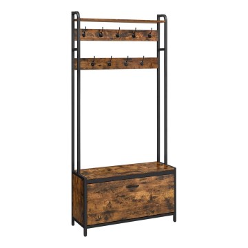 Fristående klädhängare NAVOR, brun/svart