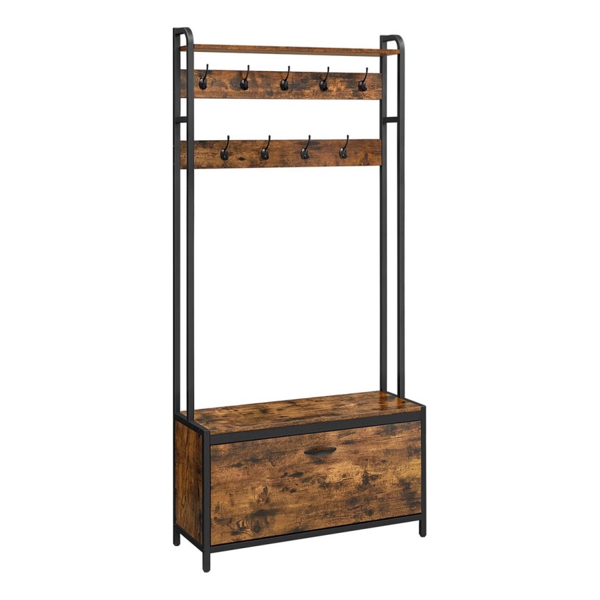 Fristående klädhängare NAVOR, brun/svart