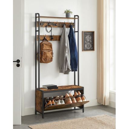 Fristående klädhängare NAVOR, brun/svart