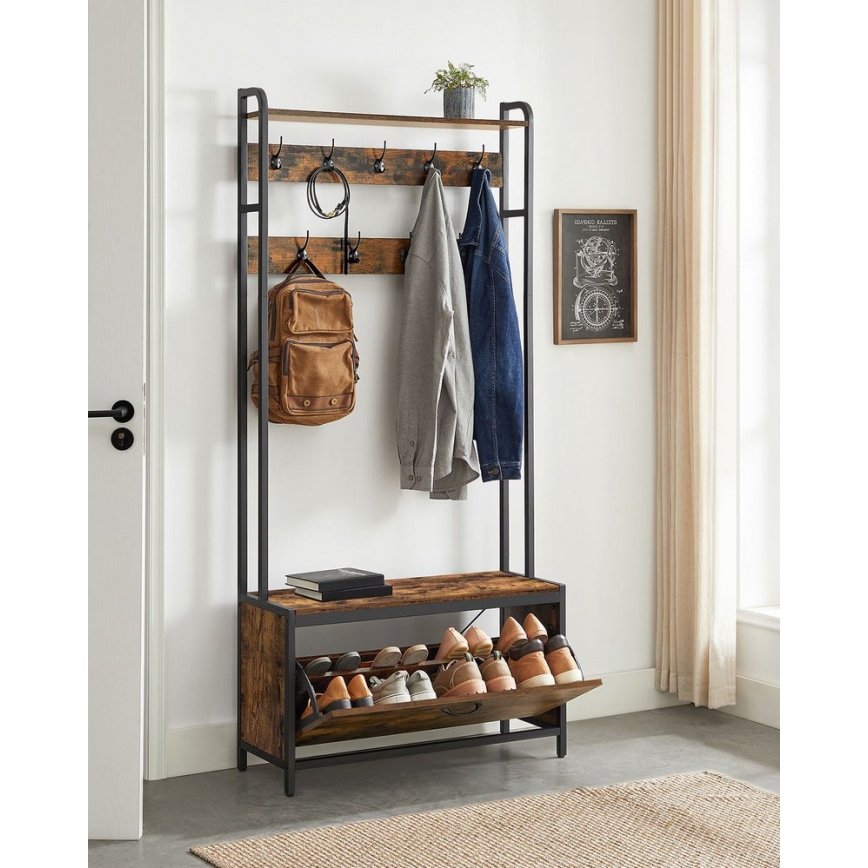 Fristående klädhängare NAVOR, brun/svart