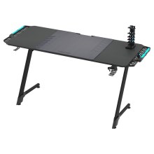 Gaming bord SNAKE med LED RGB bakbelysning 140 x 60 cm svart