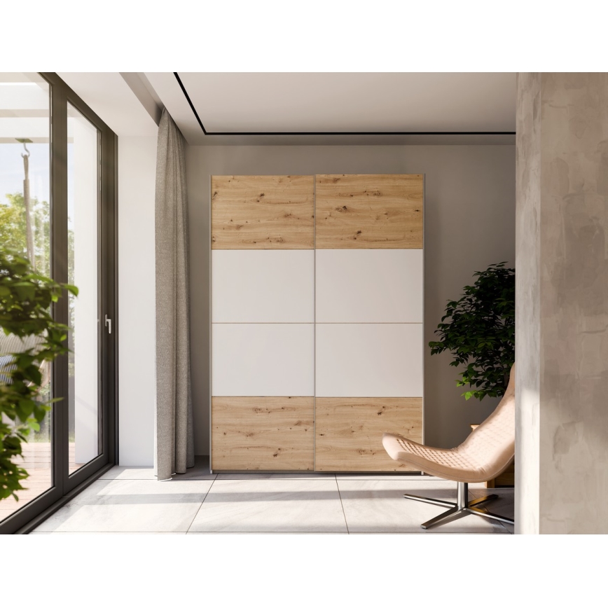 Garderob KARO 150x210 cm vit/artisan-ek