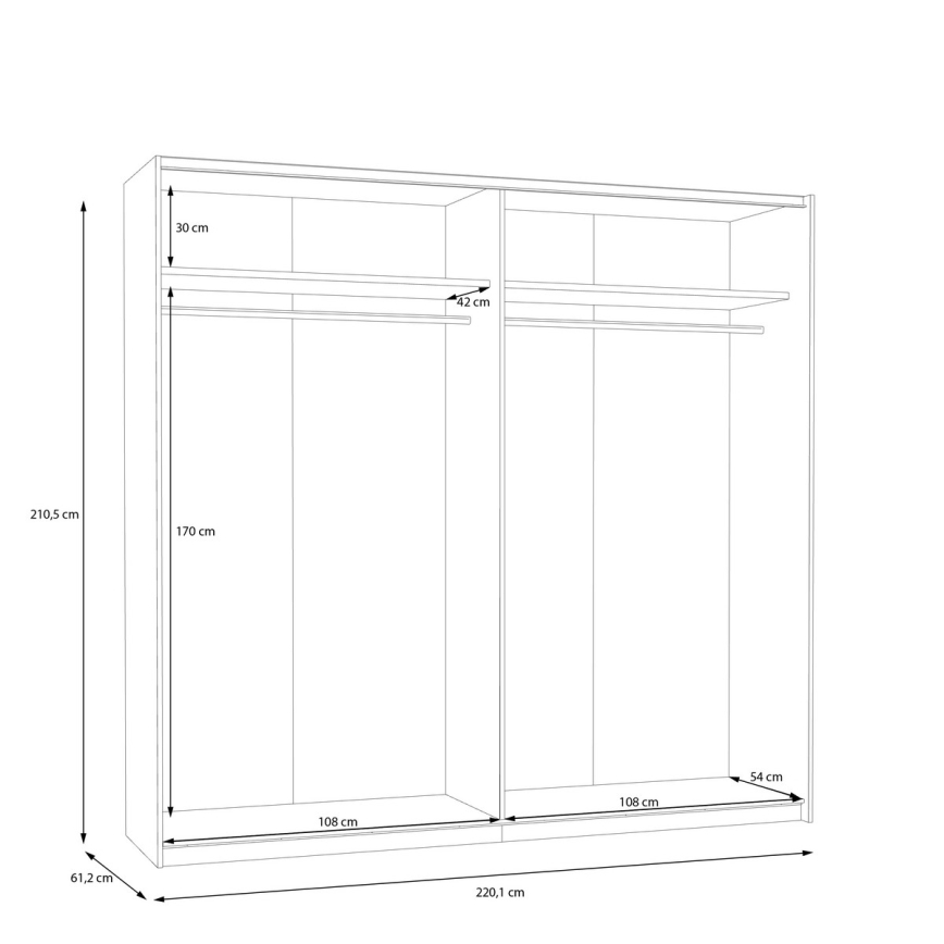 Garderob KARO 220x210x61 cm vit