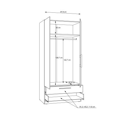 Garderob MARO 100x213 cm artisan-ek