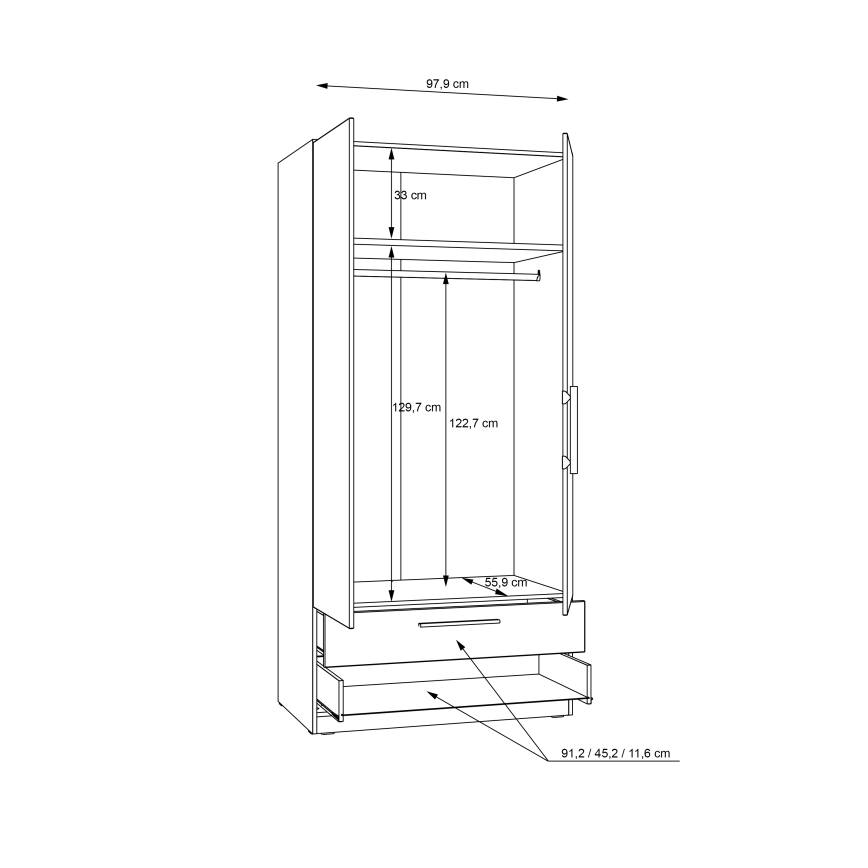 Garderob MARO 100x213 cm artisan-ek