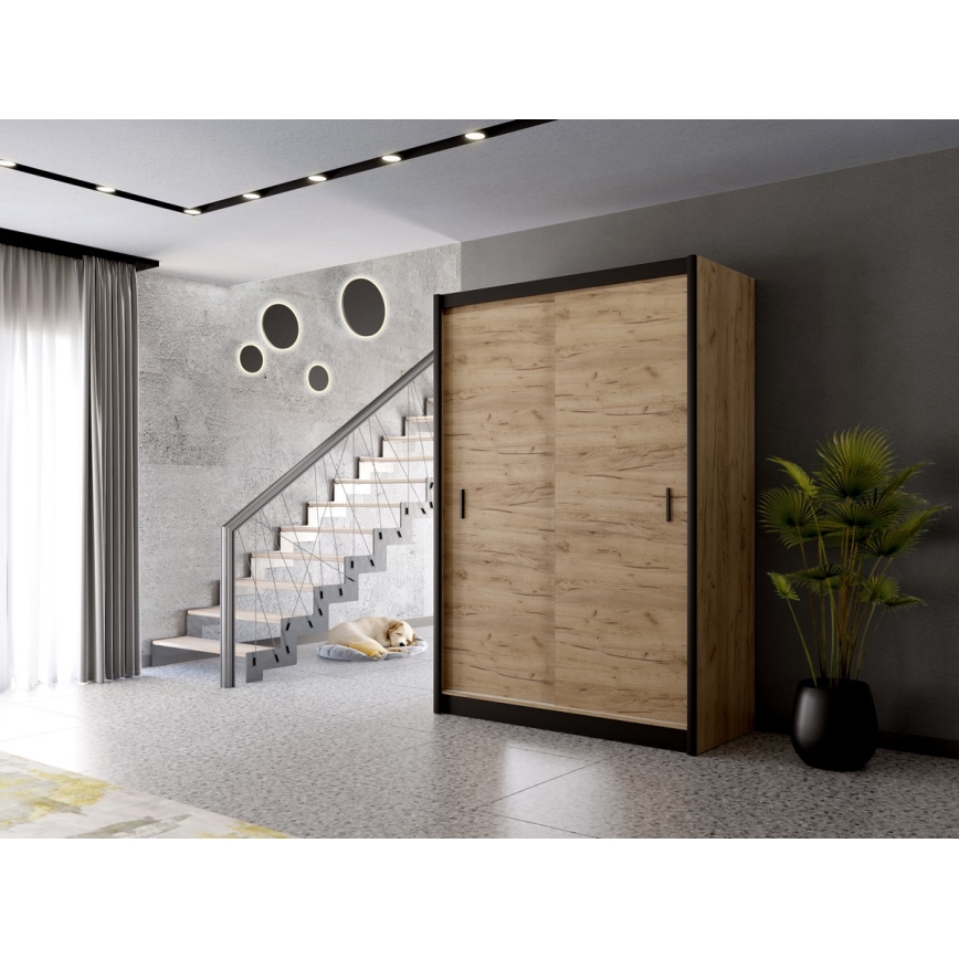 Garderob med skjutdörrar SAPHIRA 150x215 cm ek craft