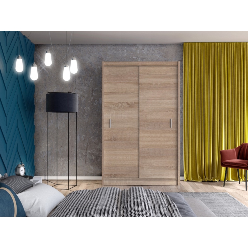 Garderob med skjutdörrar SAPHIRA 150x215 cm sonoma ek