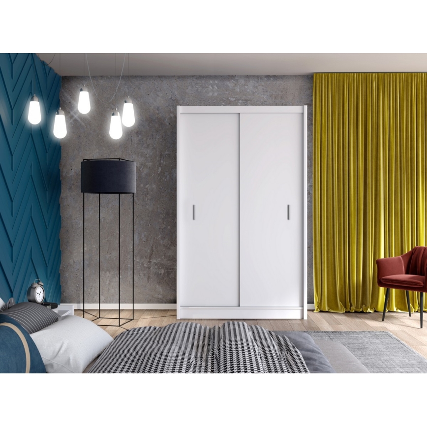 Garderob med skjutdörrar SAPHIRA 150x215 cm vit