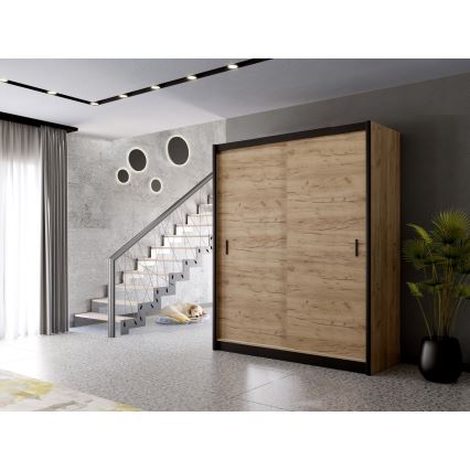 Garderob med skjutdörrar SAPHIRA 203x215 cm ek craft