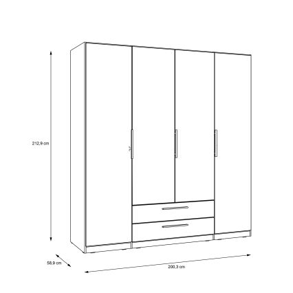 Garderob med spegel MARO 200x213 cm artisan-ek