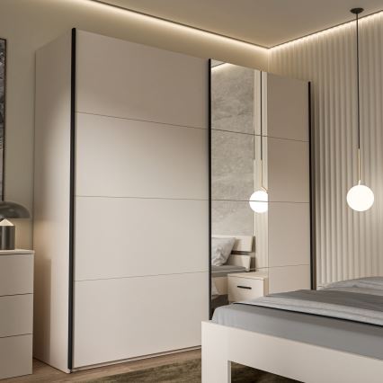 Garderob med spegel ODEN 220x210 cm beige