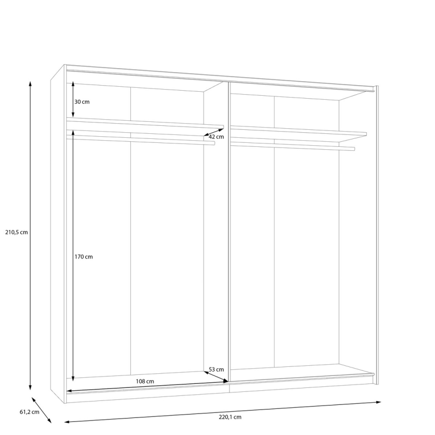 Garderob med spegel ODEN 220x210 cm beige