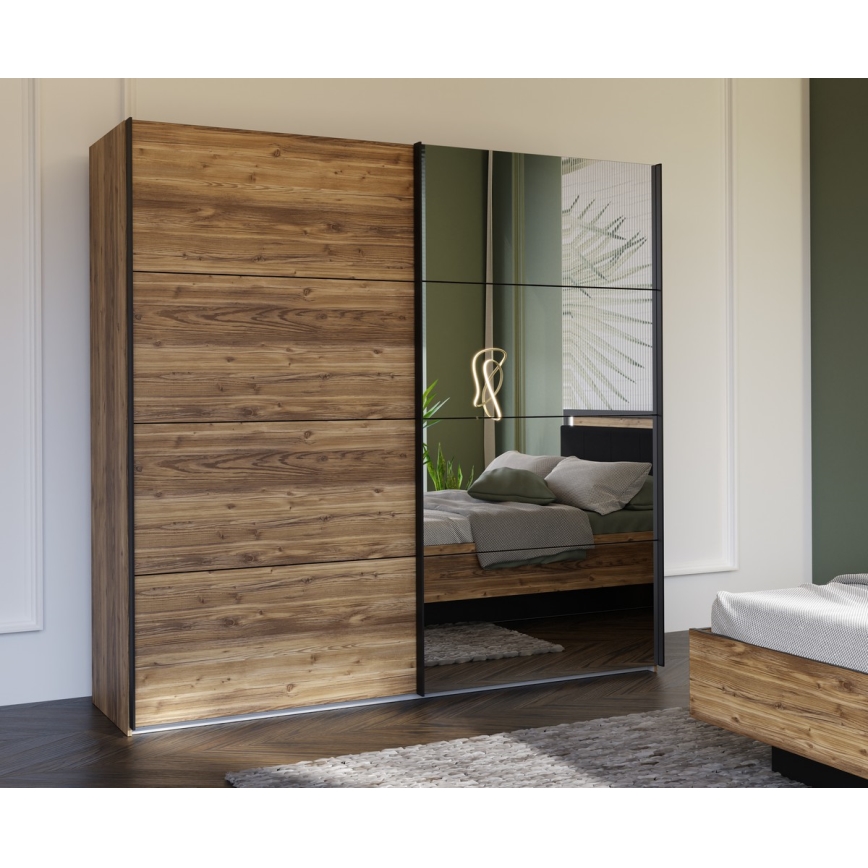 Garderob med spegel OREN 220x210 cm artisan-ek