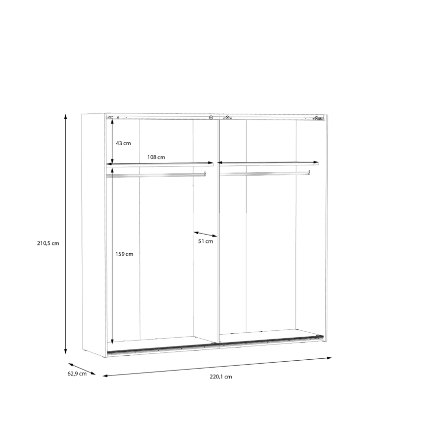 Garderob med spegel OREN 220x210 cm artisan-ek