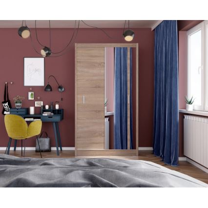 Garderobsskåp med spegel SABRINA 120x215 cm sonoma ek