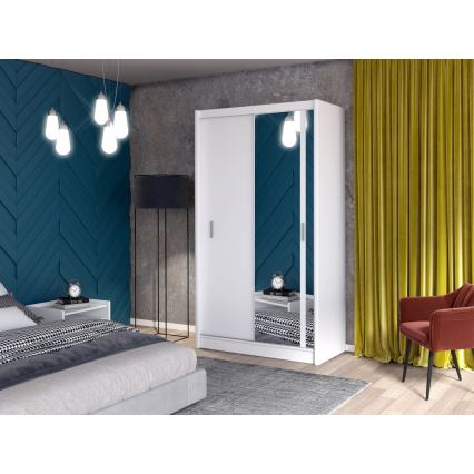 Garderob med spegel SABRINA 120x215 cm vit